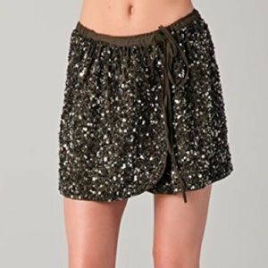 Maison Scotch Metallic Sequin Wrap Mini Skirt – Adjustable Fit, Fully Lined